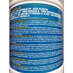 back label 5W30 sintetic Red Line Ester-based