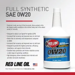 Red Line 0W-20 Magas Teljesítményű Motorolaj, Teljes Szintetikus, 3.8l