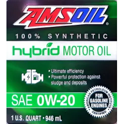 AMSOIL Hybrid 0W-20 szintetikus motorolaj, 946ml
