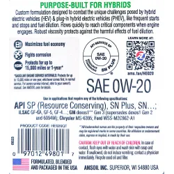 AMSOIL Hybrid 0W-20 szintetikus motorolaj, 946ml
