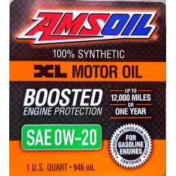 AMSOIL Extended Life 0W-20 szintetikus motorolaj, 946ml