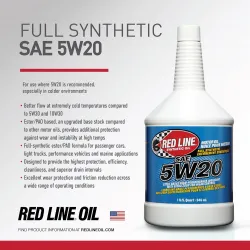5W20 szintetikus motorolaj Red Line Ester-alapú HP, 946ml