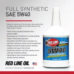 Моторно масло 5W40 синтетично Red Line Ester-based HP, 946ml