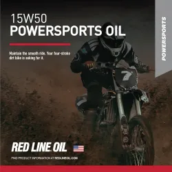 Red Line 15W50 Powersports Oil – Motorkerékpár, ATV, UTV olaj 100% Szintetikus PAO/Észter, 946ml