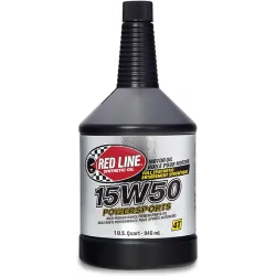 Red Line 15W50 Powersports Oil – Моторно масло за мотоциклет, ATV, UTV 100% Синтетично PAO/Естер, 946ml