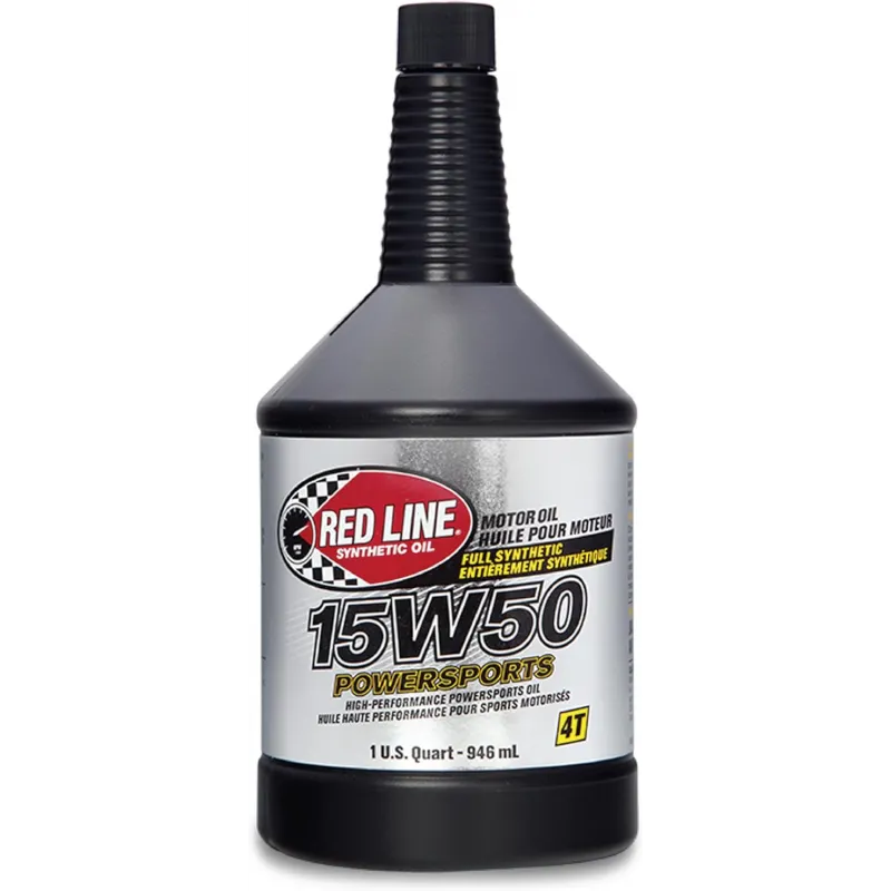 Red Line 15W50 Powersports Oil – Motorkerékpár, ATV, UTV olaj 100% Szintetikus PAO/Észter, 946ml