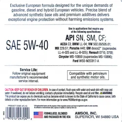 Синтетично моторно масло Amsoil European Car Formula 5W40 Improved ESP, 946