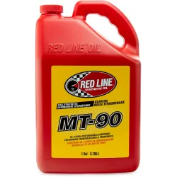 Ulei cutie manuală 75W-90 GL-4 sintetic Red Line MT-90, 3.8L – vedere frontală bidon