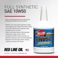 10W-50 szintetikus motorolaj Red Line Ester-Based HP, 946ml