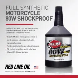 Red Line 80W ShockProof – ulei sintetic cutie viteze motocicletă cu tehnologie anti-uzură și protecție ambreiaj umed