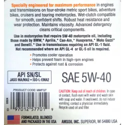 AMSOIL 5W-40 – 5W40 szintetikus motorkerékpár olaj prémium, 946ml
