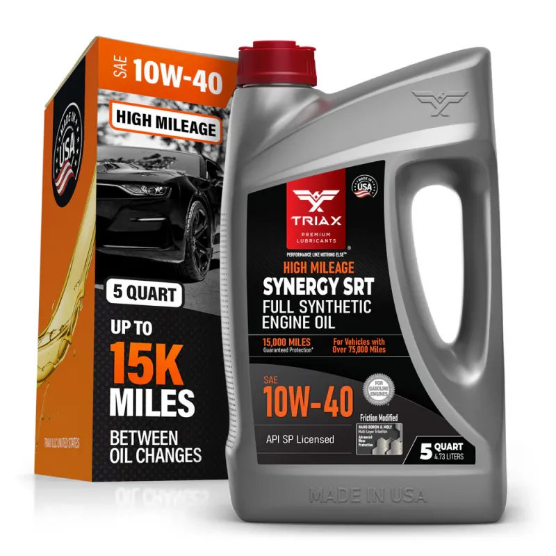 TRIAX Synergy SRT 10W-40 High Mileage PAO & Ester API SN | BOUTIQUE OILS