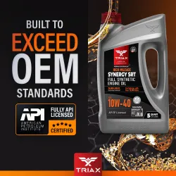 TRIAX Synergy SRT 10W-40 High Mileage PAO & Ester API SN | BOUTIQUE OILS